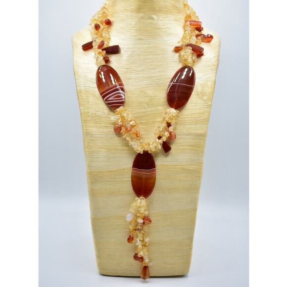 Statement Necklace Alexander Kalifano Heavy Stone Rock Layered Tassel RARE Bin4 - Picture 2 of 12